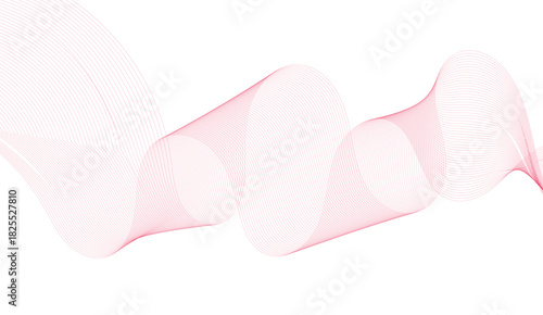 Abstract pink smooth wave on a white background. Dynamic sound wave. Design element. Vector illustration.