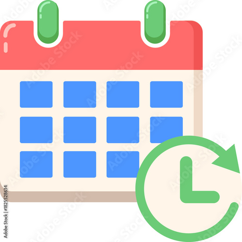 Calendar with Clock Vector Graphic, reschedule icon
