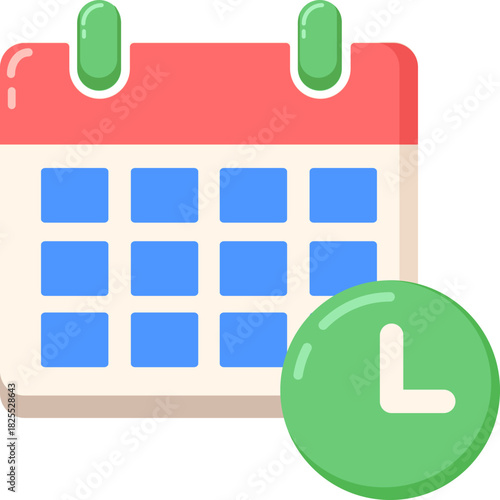 Calendar with Clock Icon Illustration