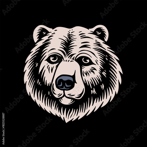 Vector Illustration of Wildlife Head Grizzly. Great Outdoors and Adventure Gear with Vintage Illustration Suitable for Tshirt and Logo Design