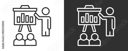 Presentation Icon Set Vector Collection Isolated In Black And White