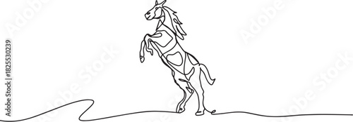 Chinese Year of the Horse One Line Art – Minimal Continuous Line Zodiac Illustration, Lunar New Year Symbol, Elegant Oriental Design Vector Artwork