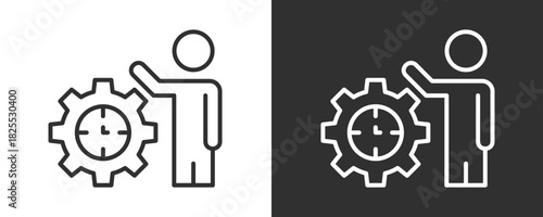 Manager Icon Set Vector Collection Isolated In Black And White