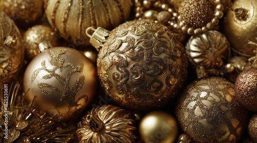 Decorations christmass gold, desktop wallpaper