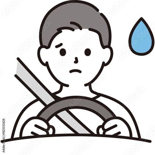 A Man Driving A Car Sweat