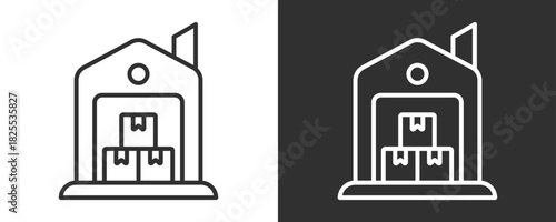 Warehouse Icon Set Vector Collection Isolated In Black And White