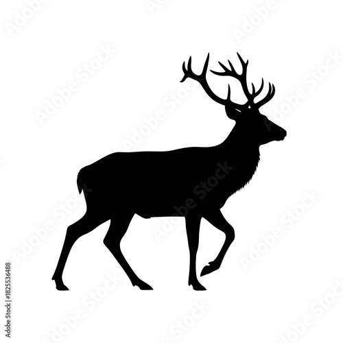 Majestic Deer Silhouette with Antlers Standing Gracefully.