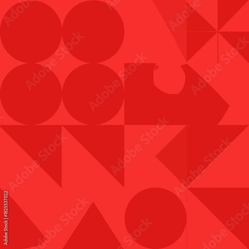 Geometric Abstraction - Red Shapes Composition.