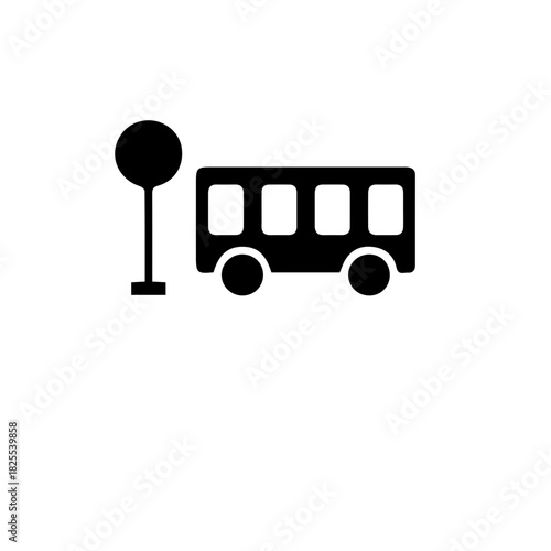 Bus stop icon A simple black and white design for public transportation, perfect for apps and websites