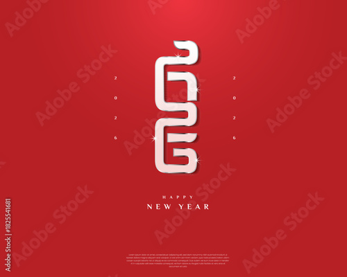 Vertical geometric 2026 text typography calligraphy composition for New Year banner, greeting card, background, and poster – creative stacked numeric structure with modern abstract styling