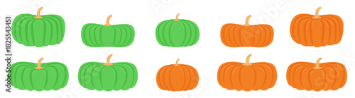 Fresh pumpkin collocation with different shape and size isolated
