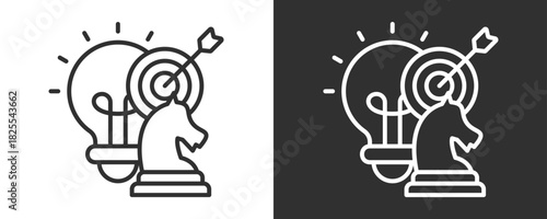 Marketing Strategy Icon Set Vector Collection Isolated In Black And White