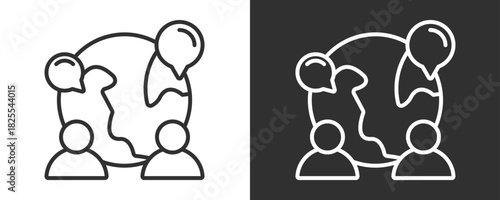 Geographic Icon Set Vector Collection Isolated In Black And White
