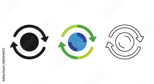 Set of three refresh or circular arrow icons for sync and reload