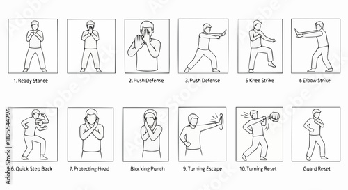 Martial Arts Techniques - Ready Stance, Defense, Strike, and Quick Stop Kick.