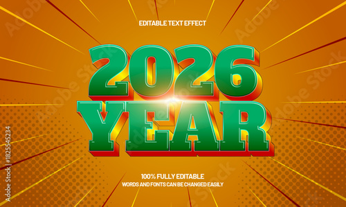 happy 2026 new year editable text effect