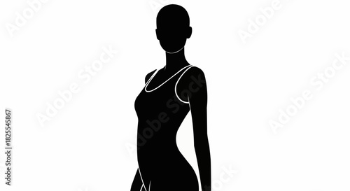 Elegant black silhouette of a slender woman posing gracefully.