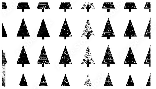 Seamless Scandinavian Triangle Christmas Trees Vector Pattern
