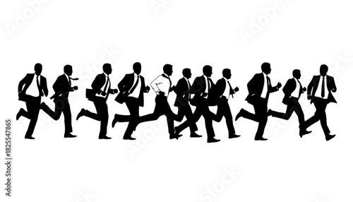 Business man run vector silhouette

