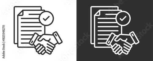 License Agreement Icon Set Vector Collection Isolated In Black And White
