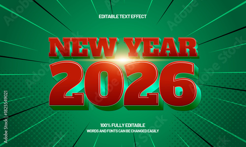 happy 2026 new year editable text effect