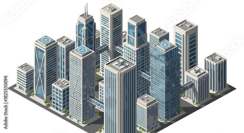 Isometric Skyscrapers Urban Landscape Architecture and Modern Cityscape Illustration