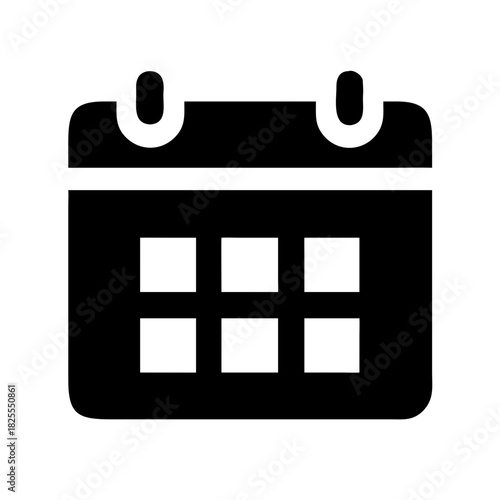 Simple Calendar Glyph Icon: Monthly Schedule, Date, and Time Management Symbol Vector