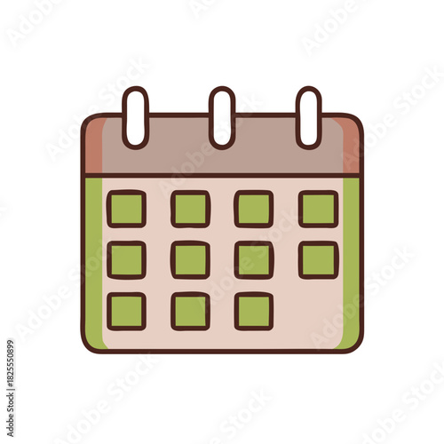 Minimalist Calendar Icon in Soft Earth Tones: Monthly Schedule and Time Planner Vector