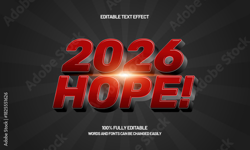hope happy 2026 new year editable text effect