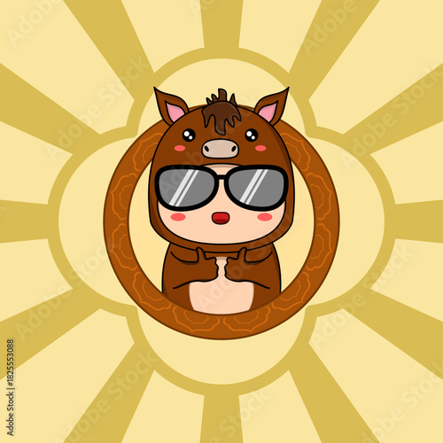 God of Wealth or Caishen (财神) and a character in a horse costume, typically associated with the Chinese New Year. Eps 10.