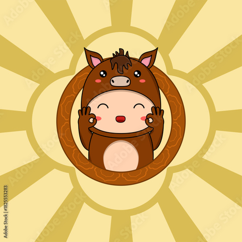 God of Wealth or Caishen (财神) and a character in a horse costume, typically associated with the Chinese New Year. Eps 10.