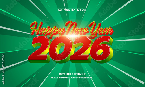 happy 2026 new year editable text effect