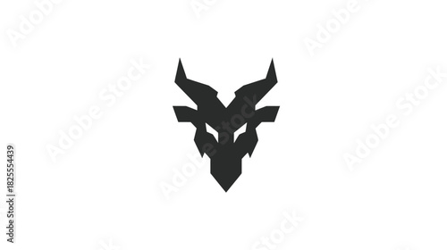 Modern Geometric Black Goat Head Icon Design. Stylized Abstract Ram Mascot Symbol Isolated on White Background for Branding, Gaming