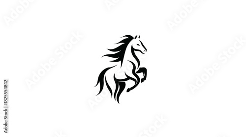Majestic Rearing Horse Silhouette Illustration - Powerful Black Stallion Graphic Design Element
