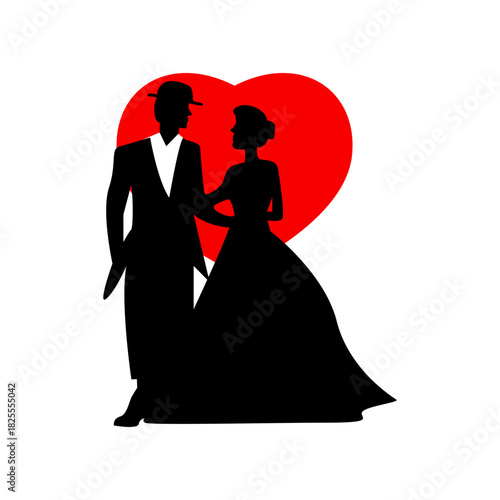 silhouette of bride and groom