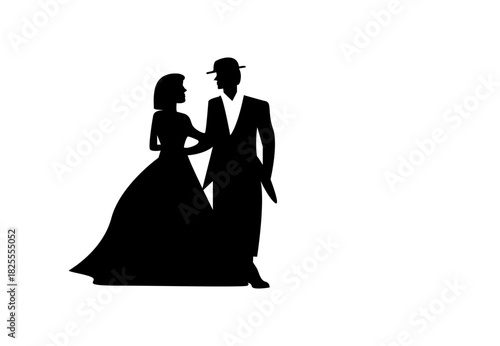 silhouette of bride and groom