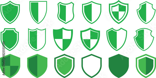 Shield Icon set. Protect shield security line icons. Badge quality symbol, sign, logo or emblem. Сryptocurrency protection sign. Crypto currency security web button. Interface design element.