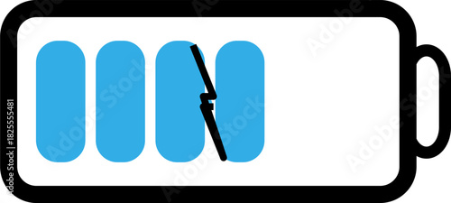 Colorful battery level indicator icon 0% charge