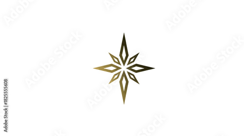 Elegant Golden Star Icon Design with Sparkling Radiance and Geometric Form on White Background - Luxury Graphic Element
