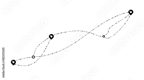 Abstract graphic of interconnected points and dashed lines forming a complex network, representing data flow, technology, communication, or modern systems.