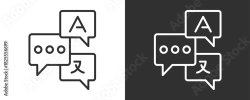 Multilingual Resources Icon Set Vector Collection Isolated In Black And White
