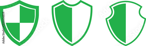 Shield Icon set. Protect shield security line icons. Badge quality symbol, sign, logo or emblem. Сryptocurrency protection sign. Crypto currency security web button. Interface design element.