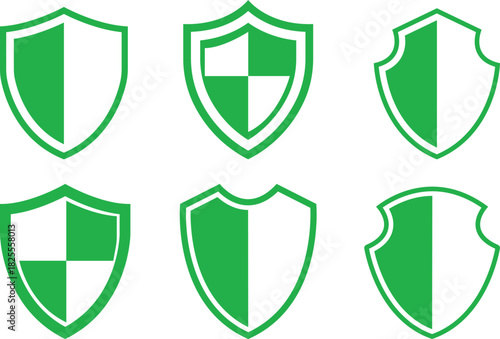 Shield Icon set. Protect shield security line icons. Badge quality symbol, sign, logo or emblem. Сryptocurrency protection sign. Crypto currency security web button. Interface design element.