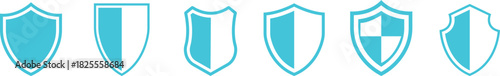 Shield Icon set. Protect shield security line icons. Badge quality symbol, sign, logo or emblem. Сryptocurrency protection sign. Crypto currency security web button. Interface design element.