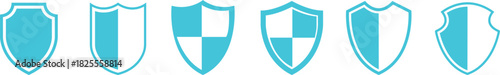 Shield Icon set. Protect shield security line icons. Badge quality symbol, sign, logo or emblem. Сryptocurrency protection sign. Crypto currency security web button. Interface design element.