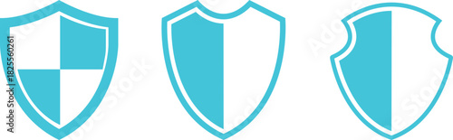 Shield Icon set. Protect shield security line icons. Badge quality symbol, sign, logo or emblem. Сryptocurrency protection sign. Crypto currency security web button. Interface design element.