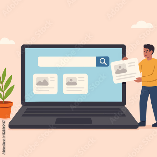 website development, create an online business site, build landing page homepage layouts for business growth, businesswoman bring web banner icons to build online site on computer laptop screen