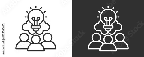 Brainstorming Icon Set Vector Collection Isolated In Black And White