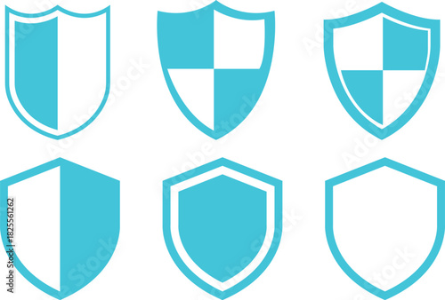 Shield Icon set. Protect shield security line icons. Badge quality symbol, sign, logo or emblem. Сryptocurrency protection sign. Crypto currency security web button. Interface design element.
