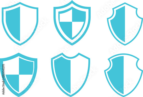 Shield Icon set. Protect shield security line icons. Badge quality symbol, sign, logo or emblem. Сryptocurrency protection sign. Crypto currency security web button. Interface design element.